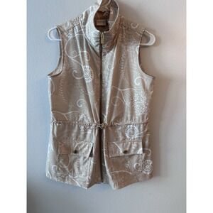 Zenergy By Chico's Vest Womens 0 Beige Stretch Athletic Golf High Neck Full Zip